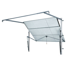 Horizontal retractable up and over garage door with tracks, ready for automation