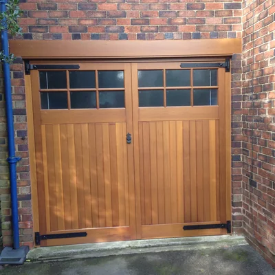 Cedar Doors timber side hinged garage door