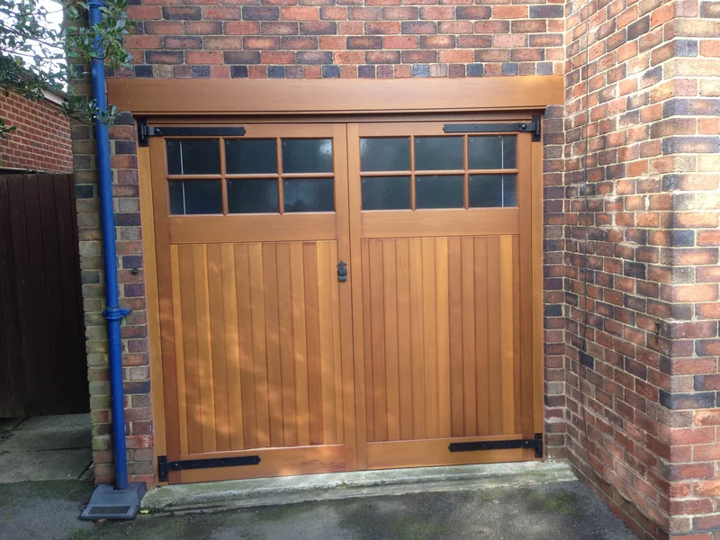 Cedar timber side hinged garage doors