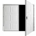 Wooden hinged garage door opening outward